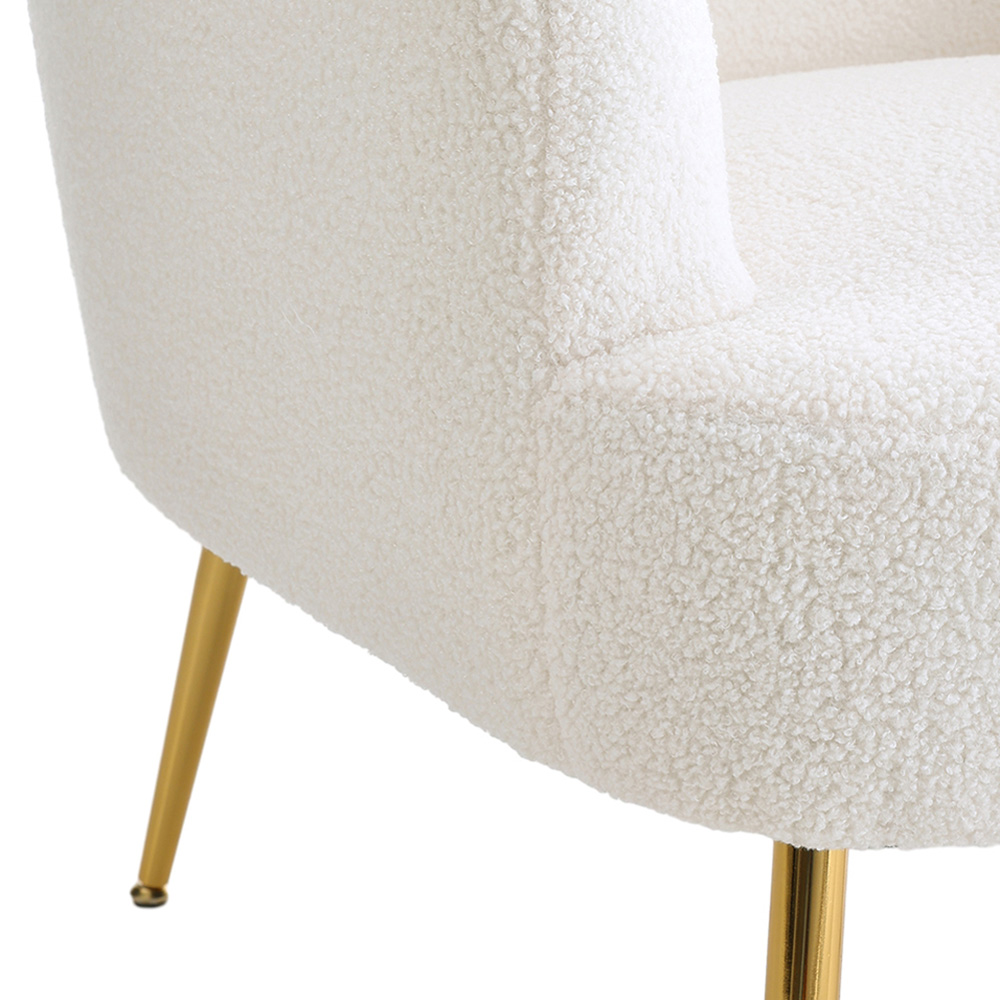 Living and Home White Teddy Fabric Armchair Image 6