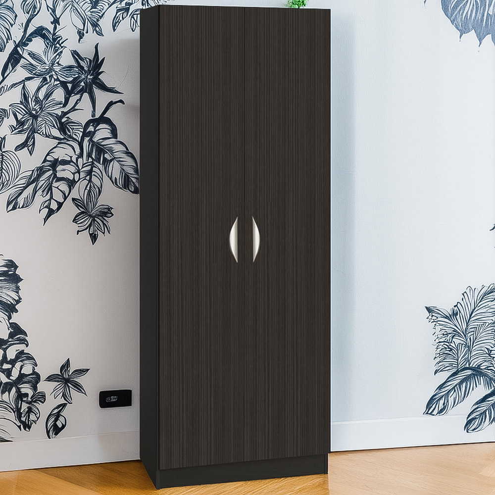 R White Cabinets 2 Door Black Tall Cupboard Image 1