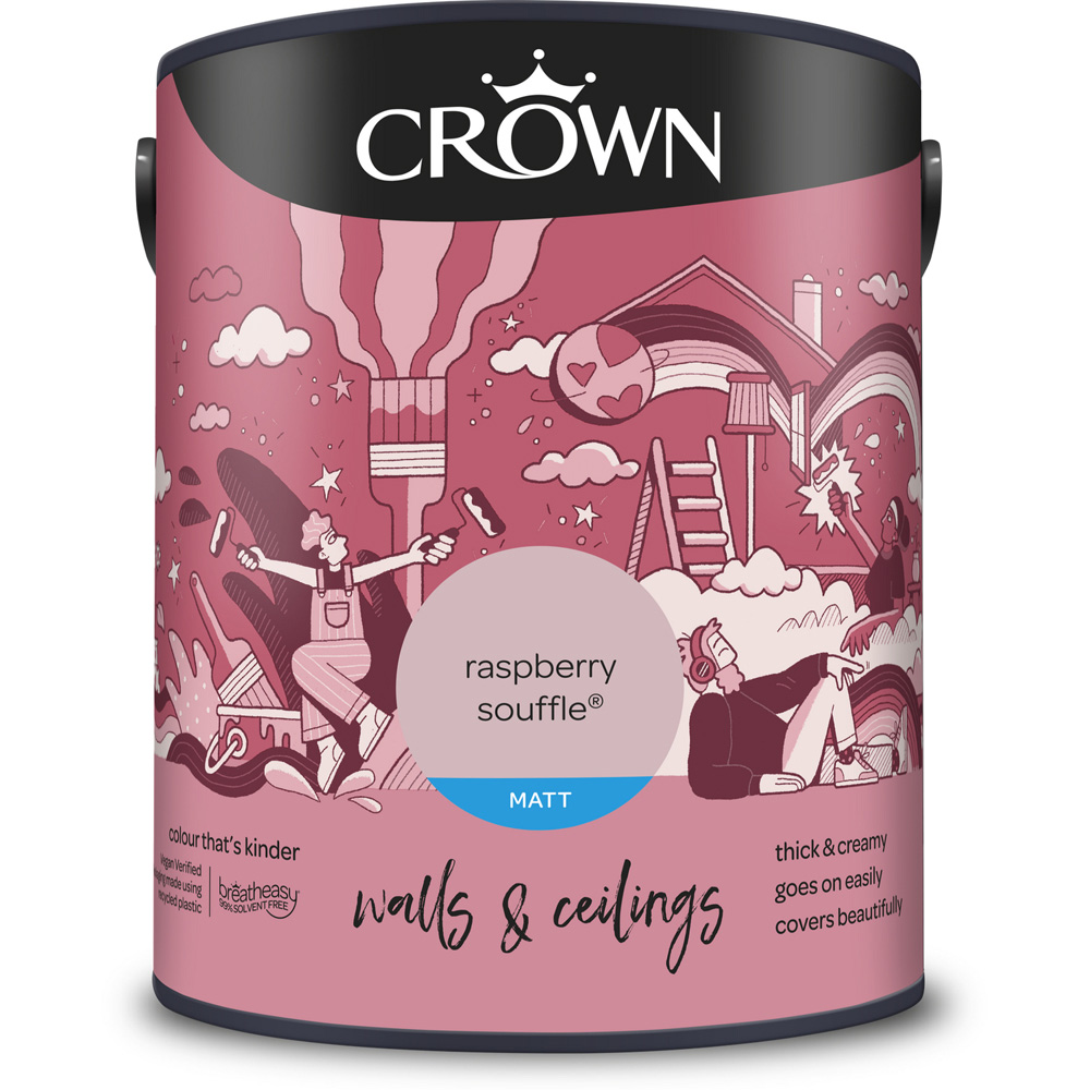 Crown Walls and Ceilings Raspberry Souffle Matt Emulsion Paint 5L Image 2