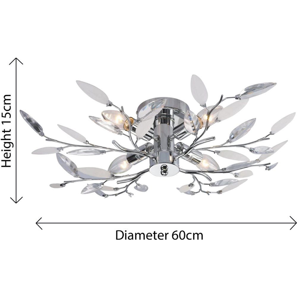 Happy Homewares Modern Birch Clear and White Leaves Semi Flush Ceiling Light Image 3