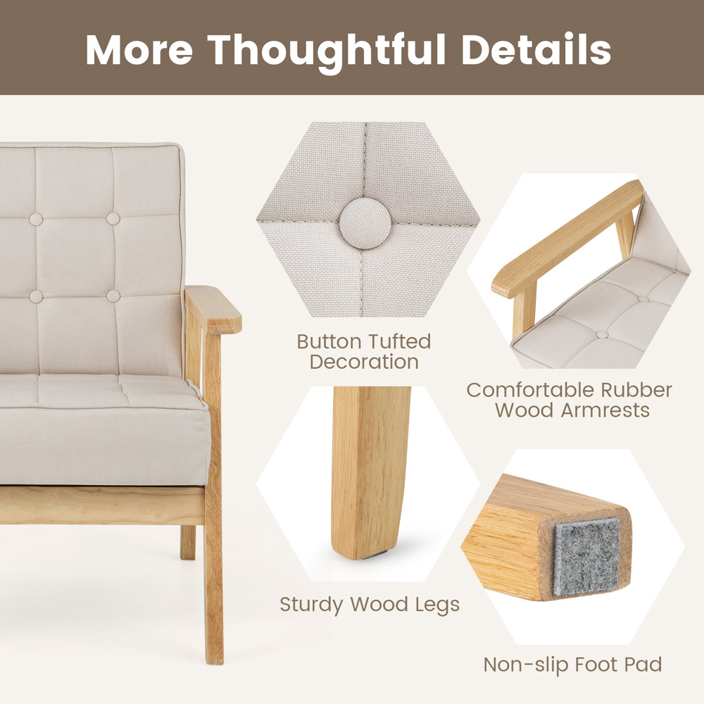 Costway Beige Modern Accent Chair Image 7