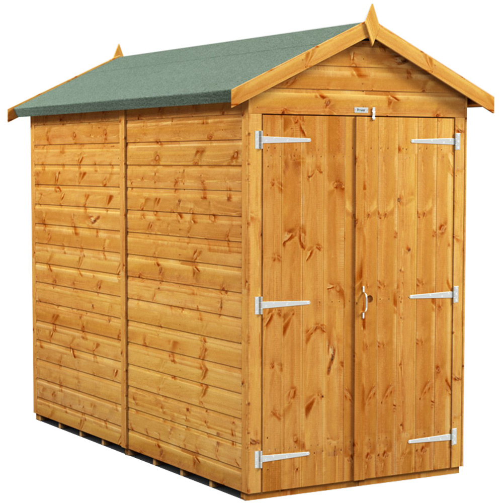 Power Sheds 8 x 4ft Double Door Apex Wooden Shed Image 1