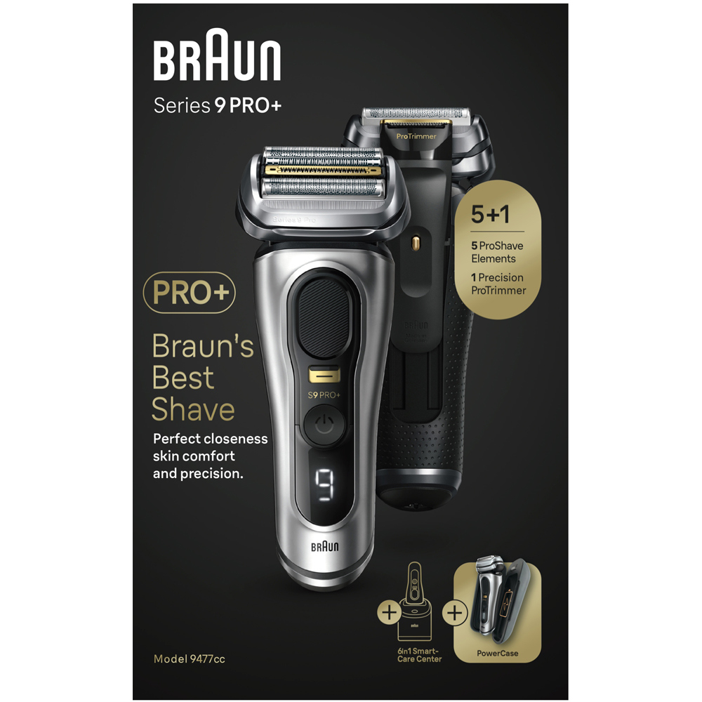 Braun Series 9 Pro Plus 9477cc Electric Shaver with Power Case Silver