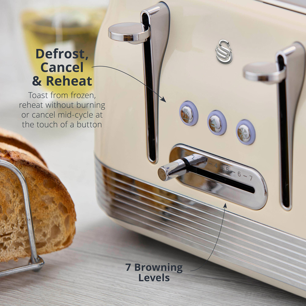 Swan Retro Revive Cream 4 Slice Toaster Image 5