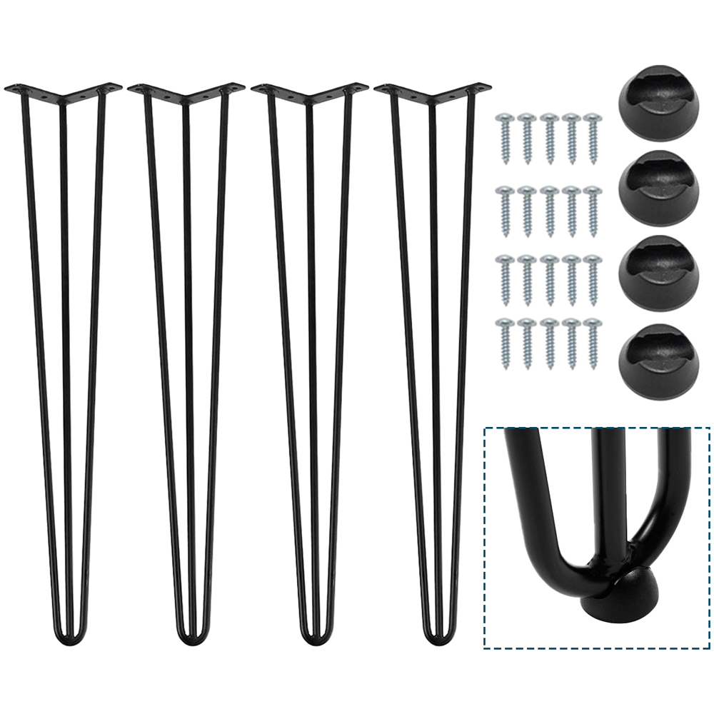 Living and Home 4 Pack Black Non Slip Metal Hairpin Table Legs 70cm Image 2