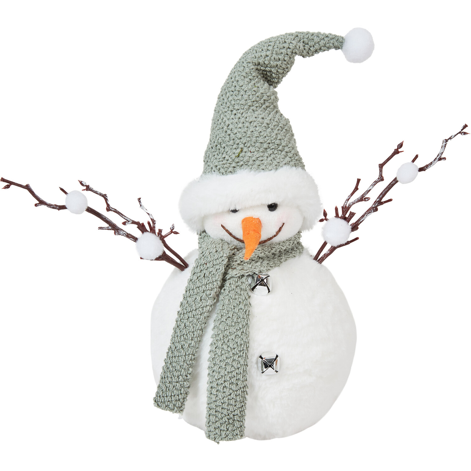 Fluffy Snowman Decoration - White Image 1