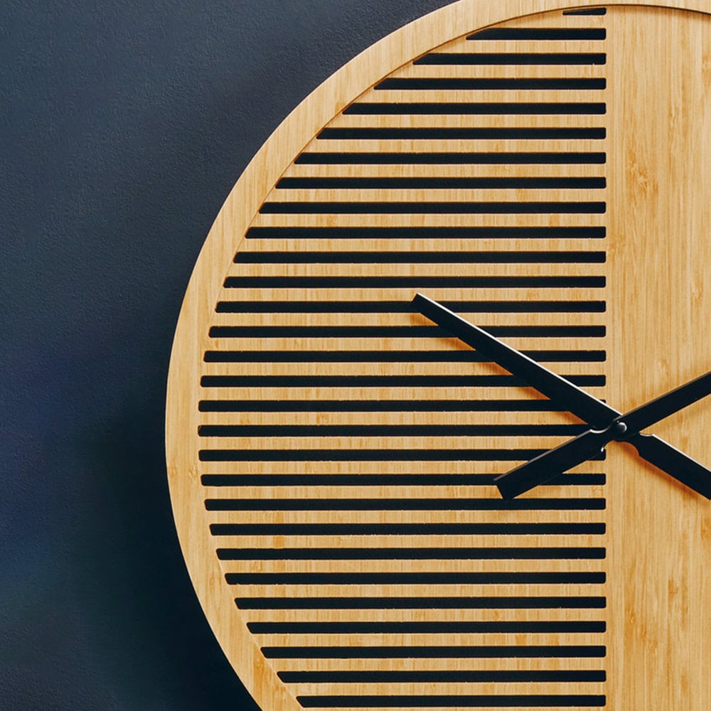 Premier Housewares Vitus Wooden Large Round Wall Clock 60cm Image 5