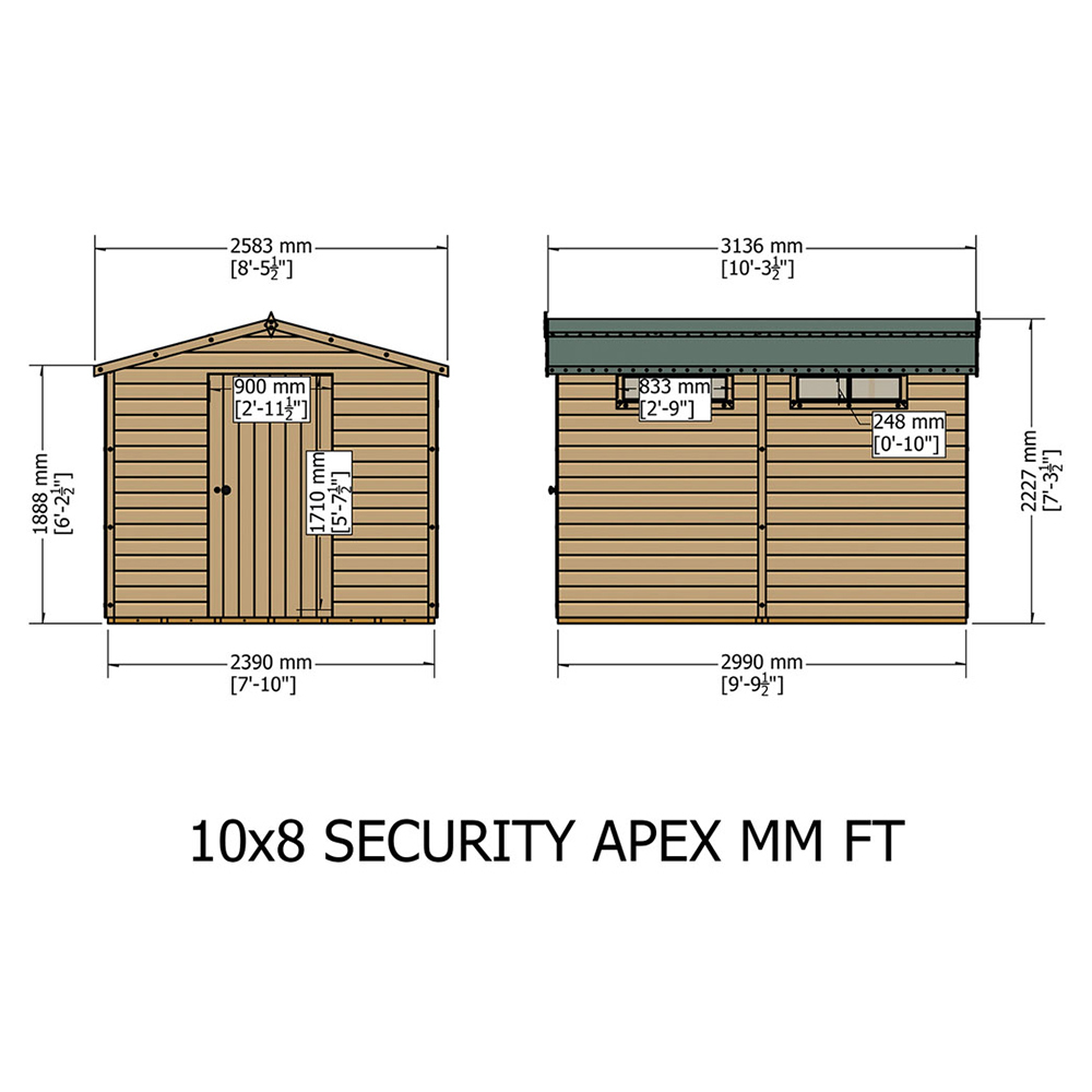 Shire 10 x 8ft Dip Treated Shiplap Apex Shed Image 3