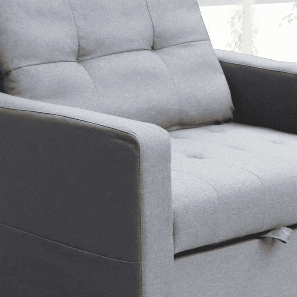 Home Source Charleston Single Seater Dark Grey Linen Sofa Bed Image 5