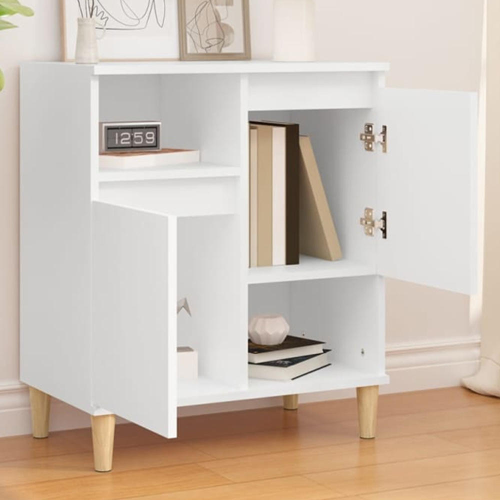 vidaXL 2 Door 2 Shelf White Sideboard Image 1