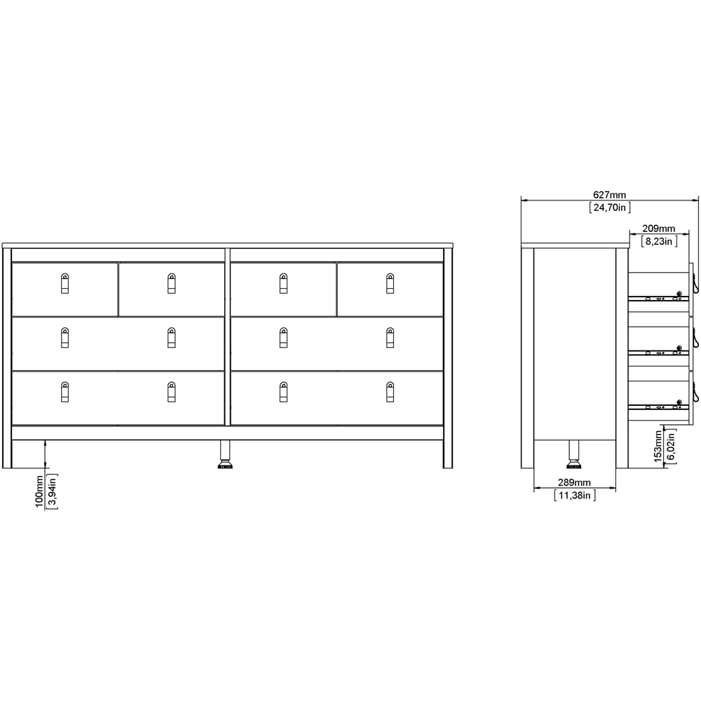 Florence Barcelona 8 Drawer Matt Black Double Dresser Image 7