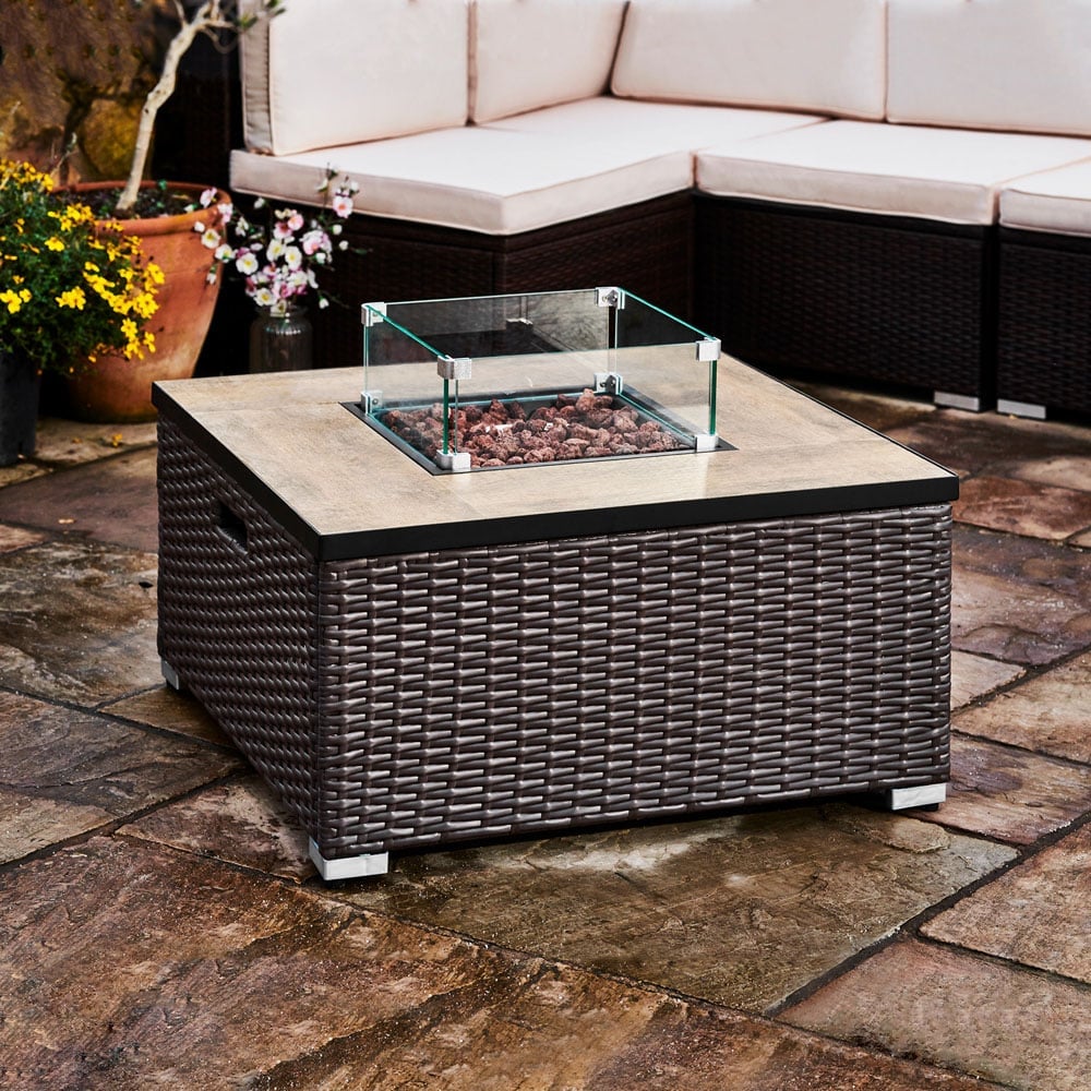 Teamson Home Square Steel Ceramic Propane Gas Fire Pit 31 inch Image 6