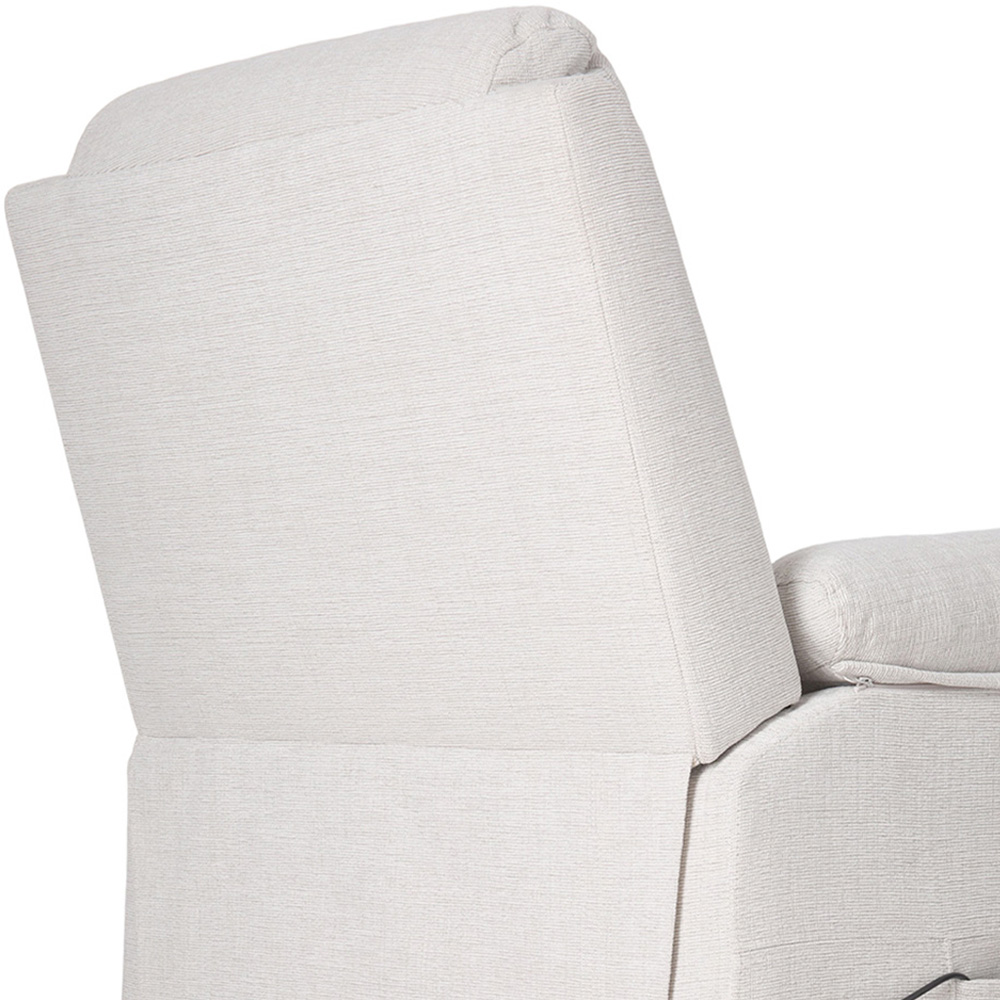 Living and Home Beige White Chenille Push Back Recliner Armchair with Footrest Image 7