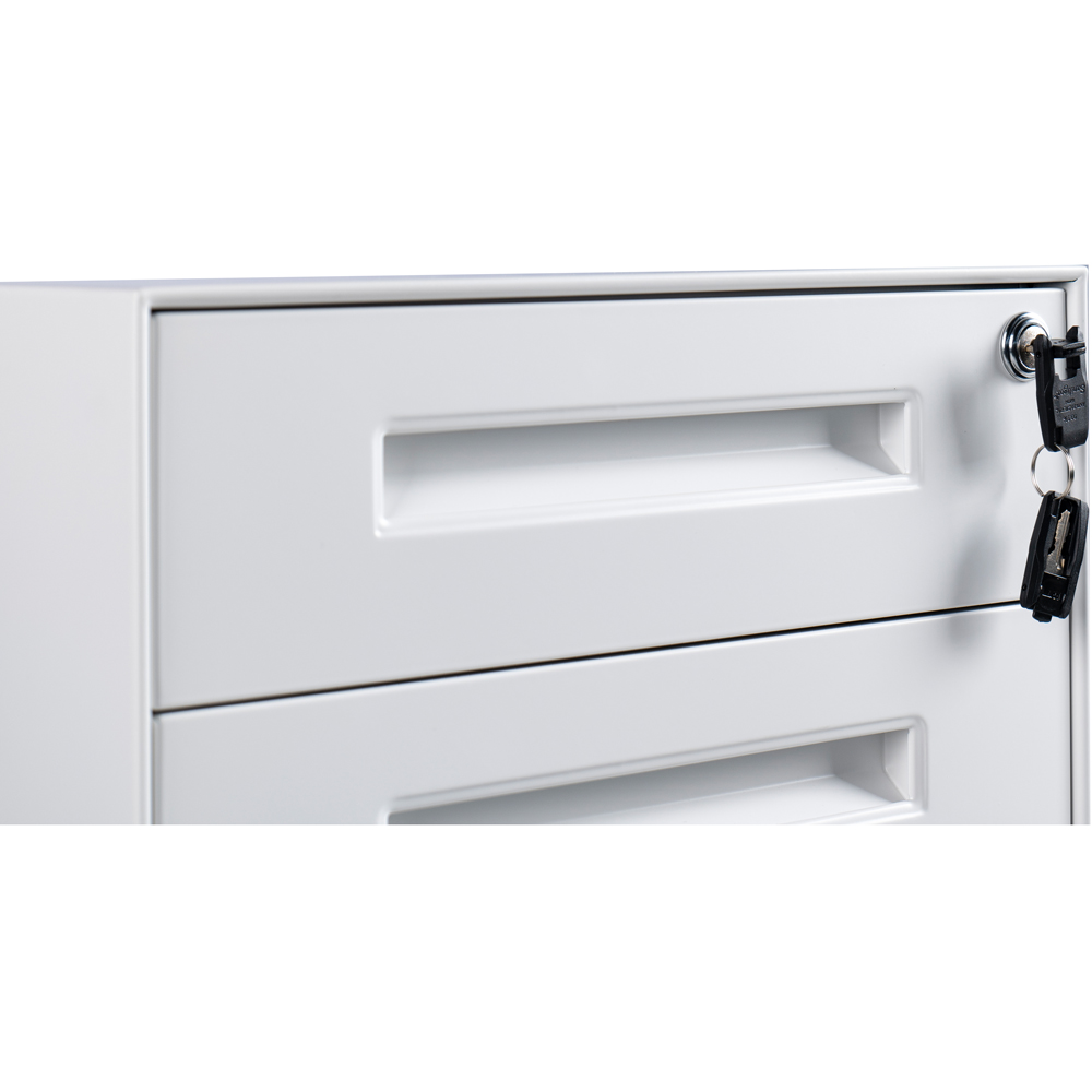 MMT Furniture Designs 3 Drawer White Metal Mobile Pedestal Under Desk Storage Cabinet Image 3