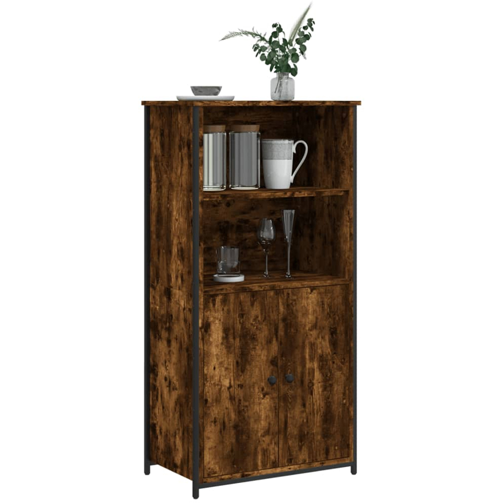 vidaXL 2 Door 2 Shelf Smoked Oak Highboard Image 3