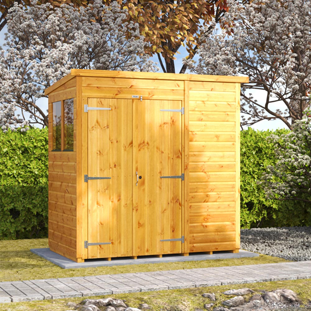 Power Sheds 6 x 4ft Double Door Pent Wooden Shed with Window Image 2