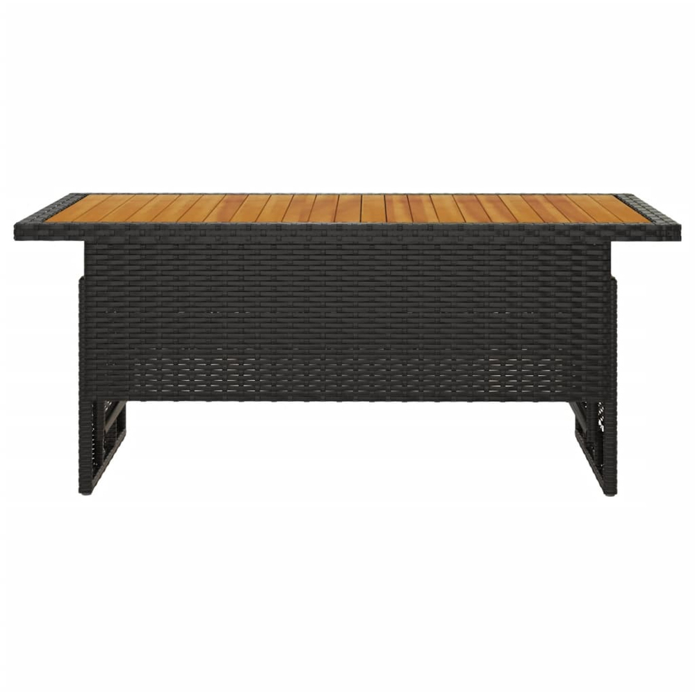 vidaXL Black Solid Wood Acacia and Polyrattan Garden Table Image 3