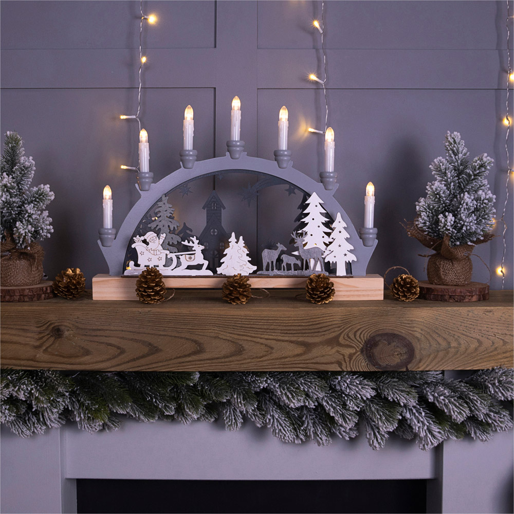 Xmas Haus Festive LED Wooden Candle Bridge Image 2