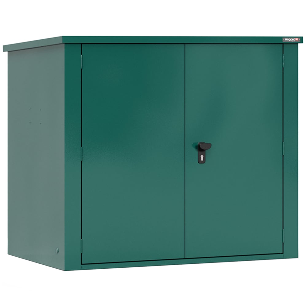 Asgard Secure Store 5 x 3ft Double Door Green Caravan Storage Shed Image 1