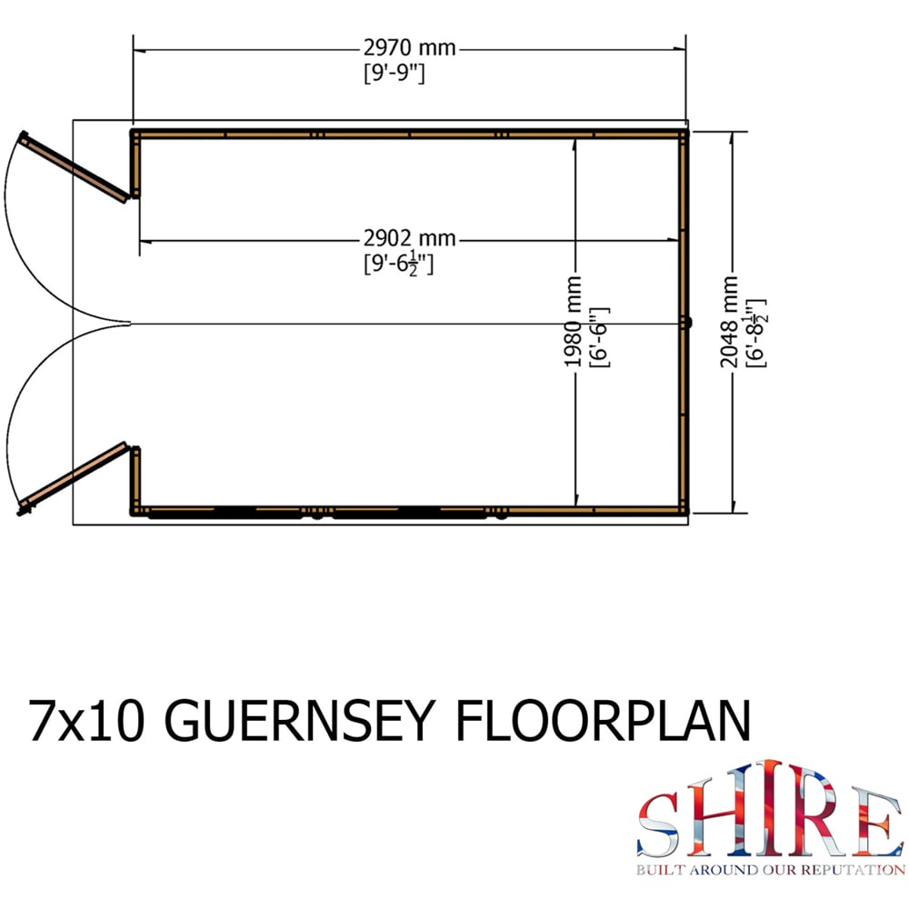 Shire Guernsey 7 x 10ft Double Door Shiplap Apex Shed Image 7