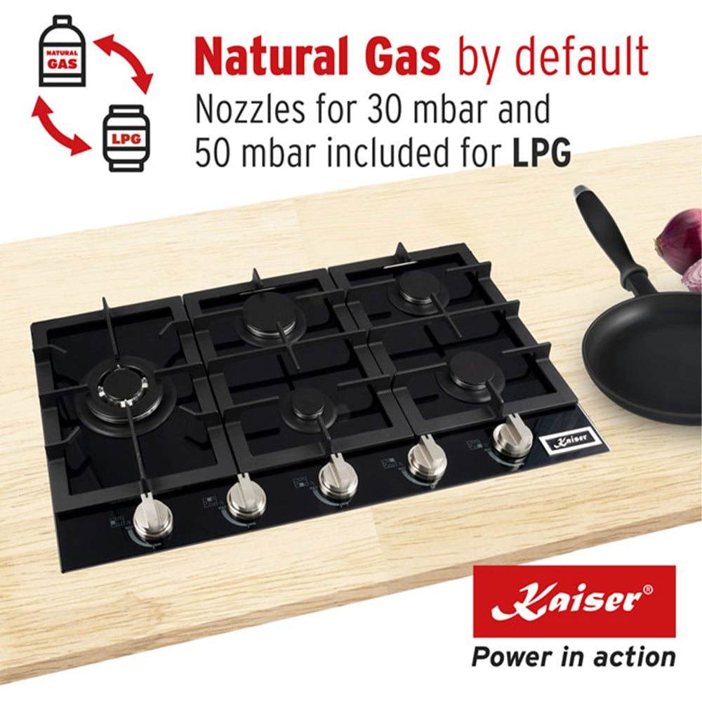 Kaiser Avantgarde Pro Black Glass Gas Hob 86cm Image 6