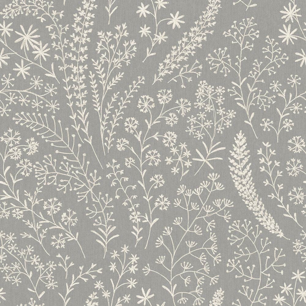 Grandeco Astrid Embroidery Trail Grey Wallpaper Image 1