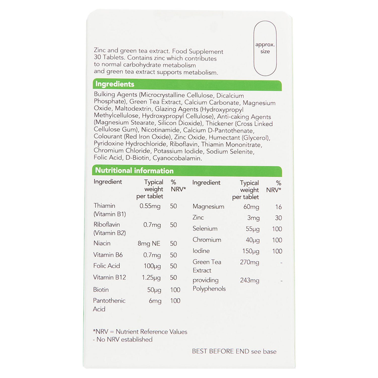 Pack of 30 Fat Metaboliser Tablets - White and Green Image 3