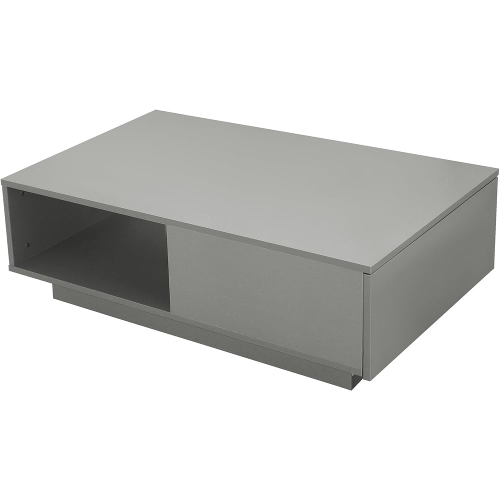 Comfy Living Single Shelf Single Drawer Grey High Gloss Contemporary LED Coffee Table Image 4