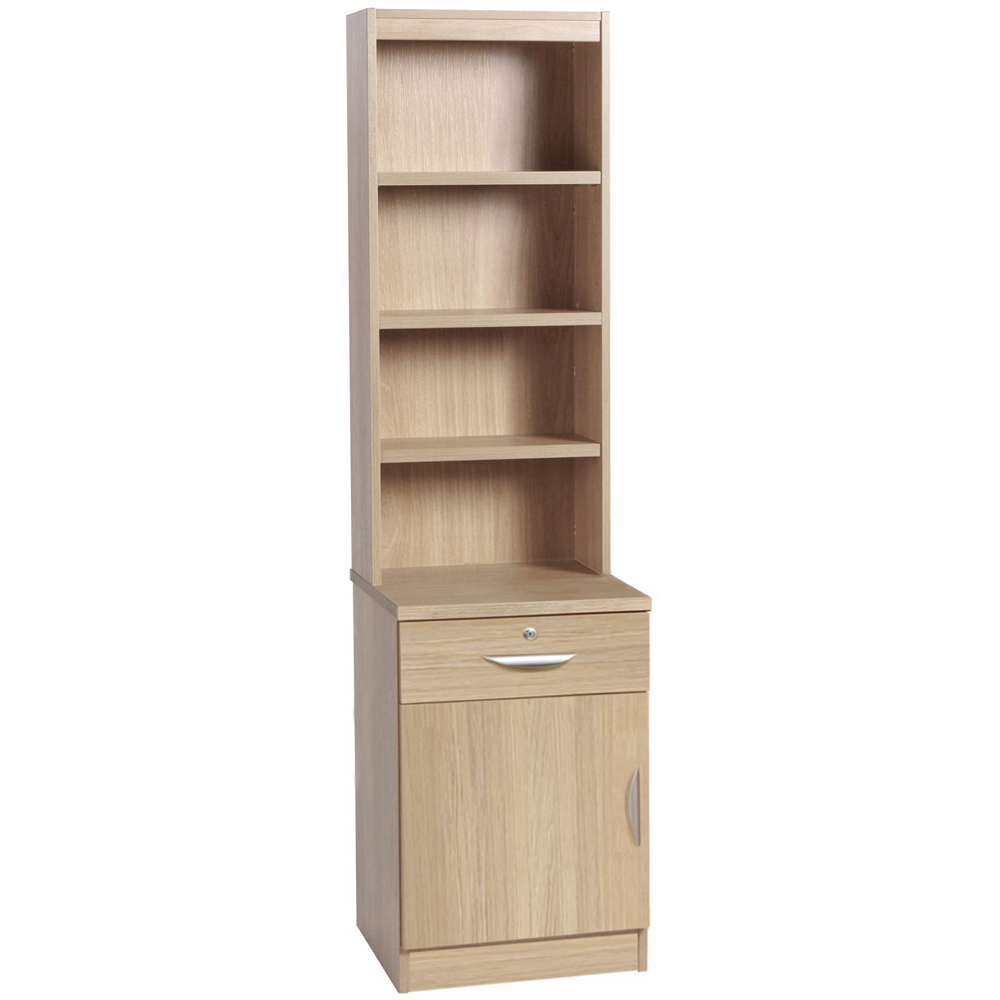 R White Cabinets Single Door Single Drawer 4 Shelf Brown Cupboard with Hutch Image 2