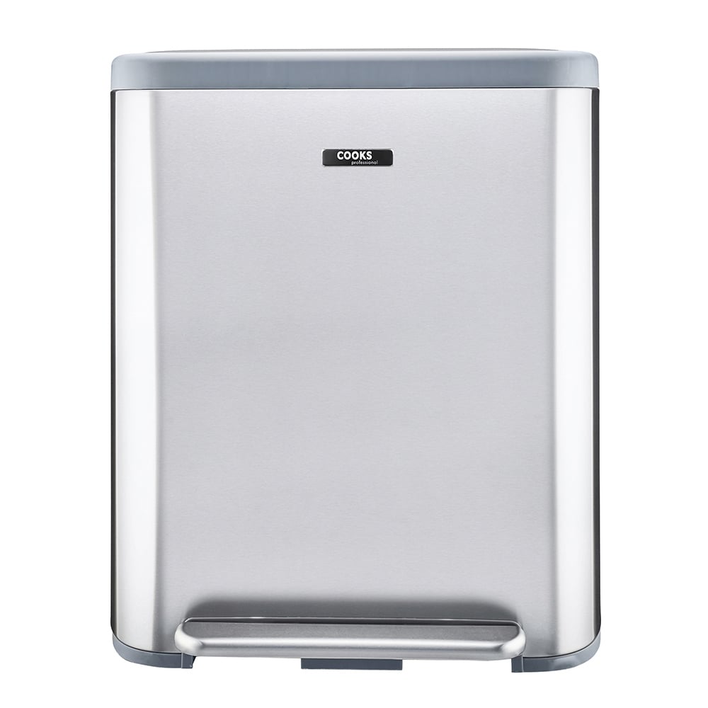Cooks Professional Dual Recycle Silver Single Pedal Bin 60L Image 3