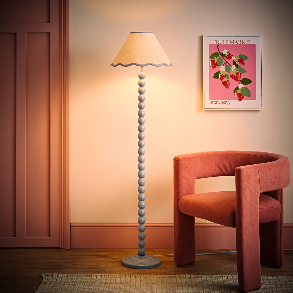 ValueLights Bobbins Blue Scallop Shade Powder Blue LED Floor Lamp Image 6