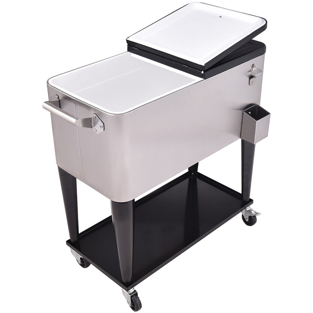 Costway Stainless Steel 76L Bar Party Drink Ice Bucket Trolley Car Cooler Image 5
