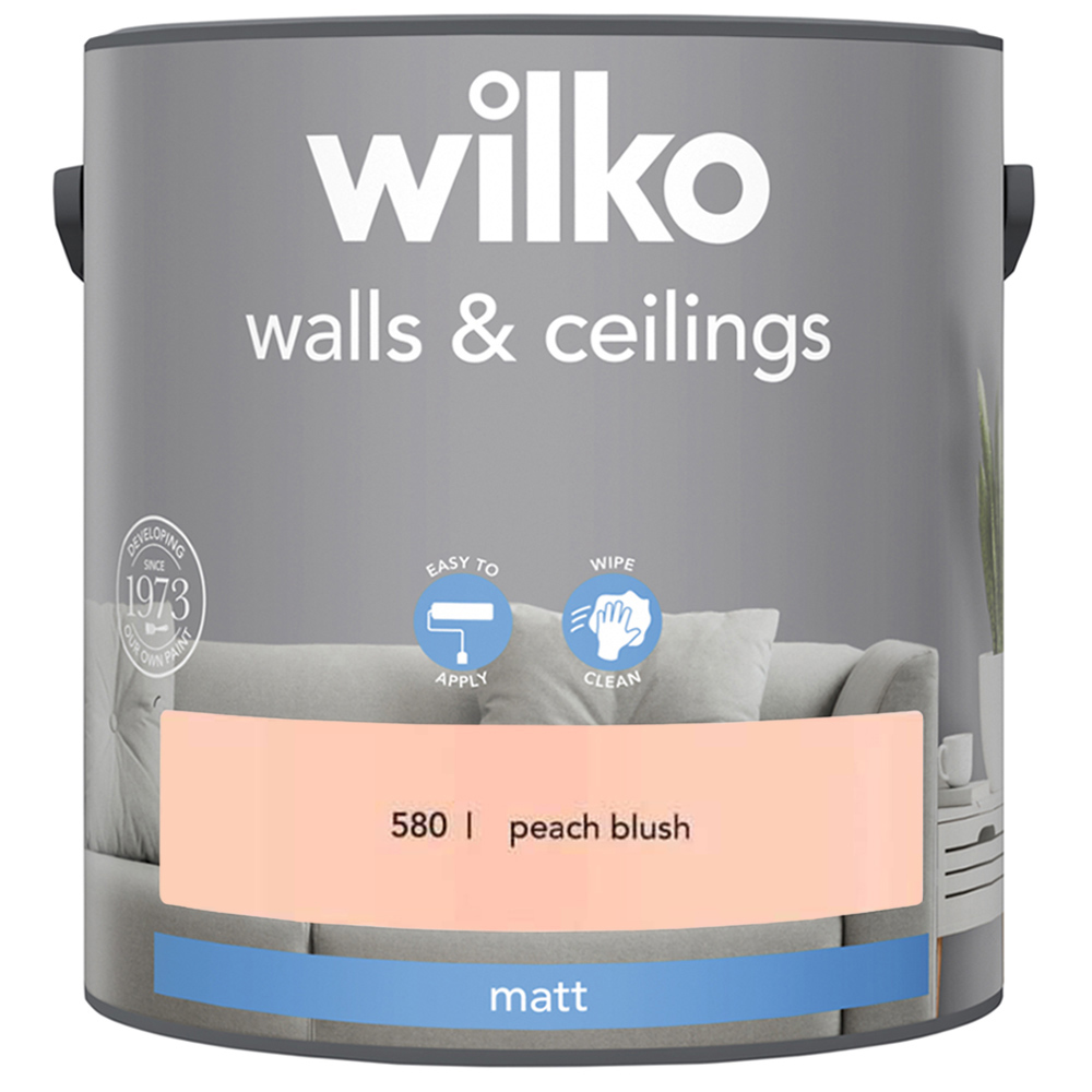 Wilko Walls & Ceilings Peach Blush Matt Emulsion Paint 2.5L Image 2