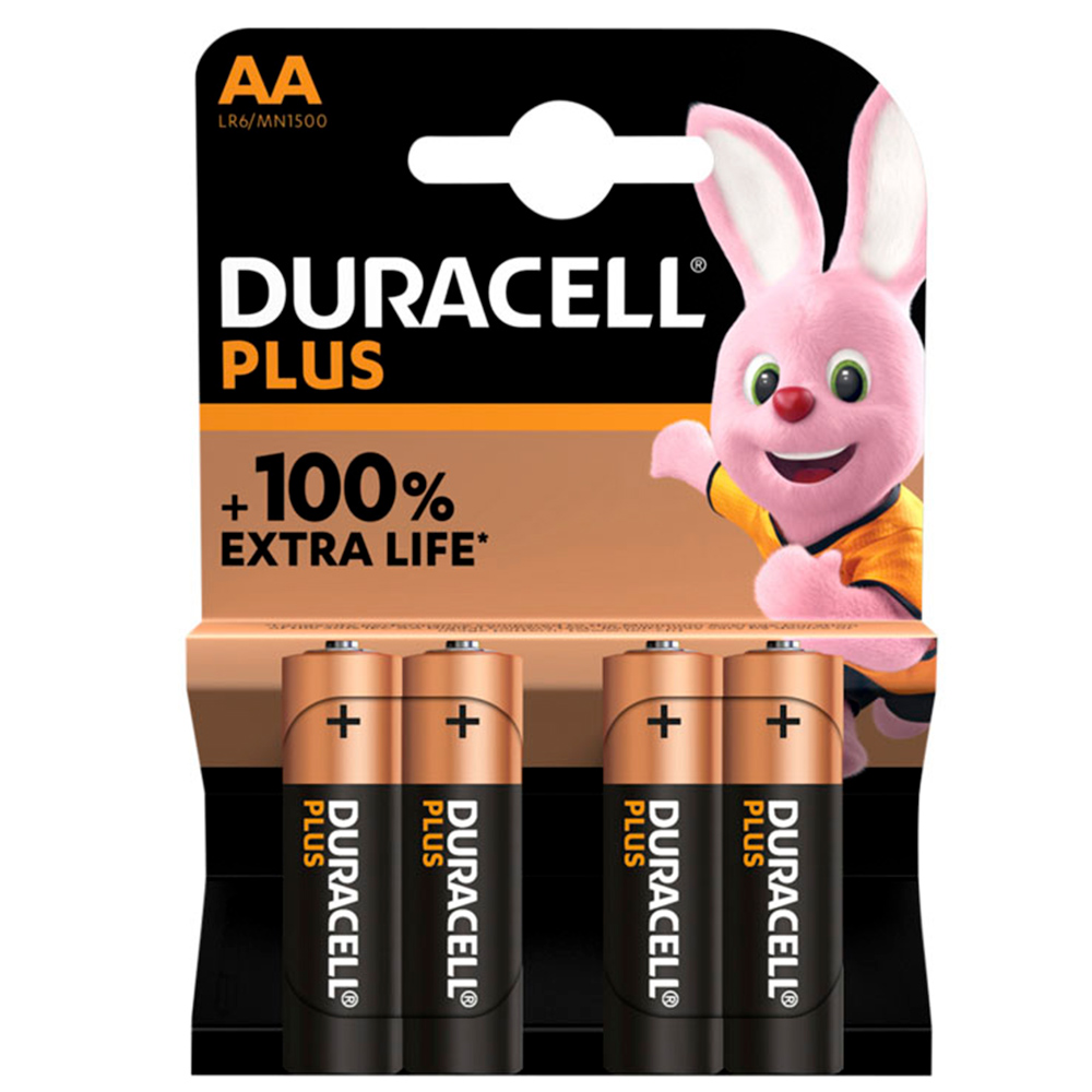 Duracell Plus LR6 AA 1.5V Alkaline Batteries 4 pack Image 1
