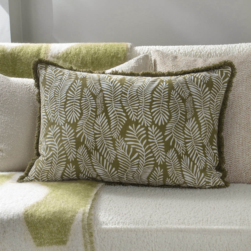 Hoem Olive Frond Abstract Cushion Image 4