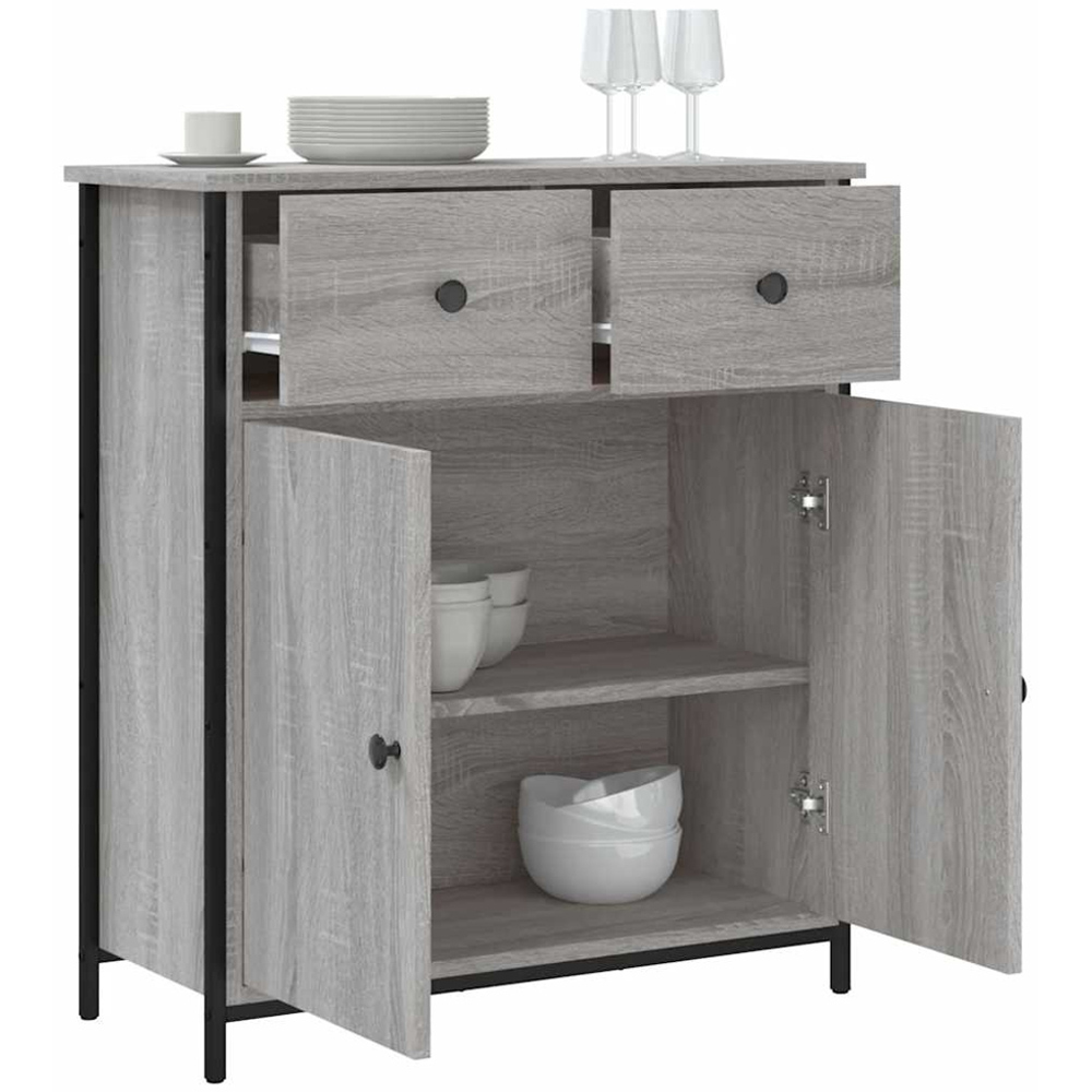 vidaXL 2 Door 2 Drawer Grey Sonoma Wooden Sideboard Image 4
