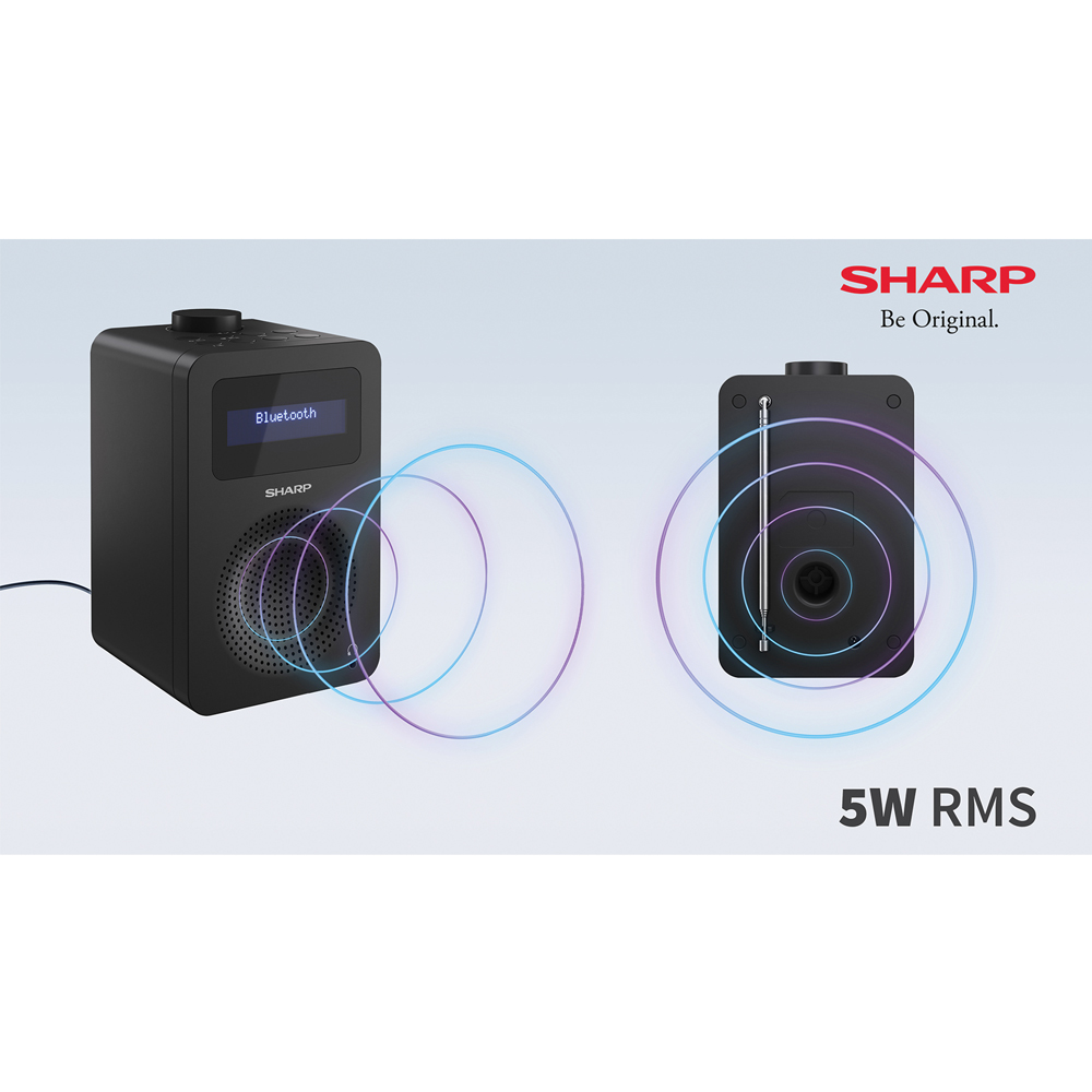 Sharp Tokyo Midnight Black Mono DAB Plus and FM Table Top Radio Image 7