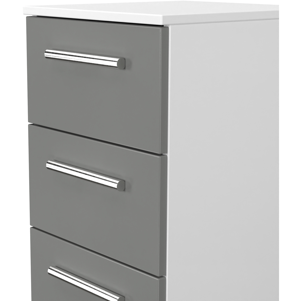 Crowndale Contrast 5 Drawer Dusk Grey and White Tall Bedside Cabinet Ready Assembled Image 4