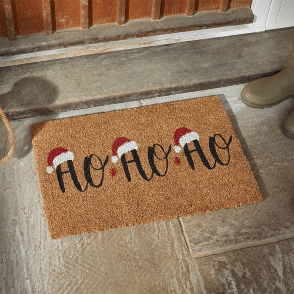 Samuel Alexander Christmas Ho Ho Ho with Santa Hats Coir Door Mat 40 x 60cm Image 2