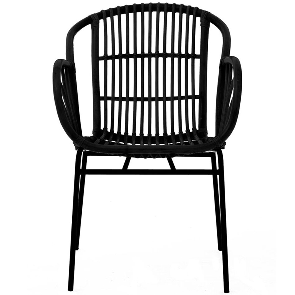 Premier Housewares Lagom Black Natural Rattan Accent Chair with Raised Sides Image 2