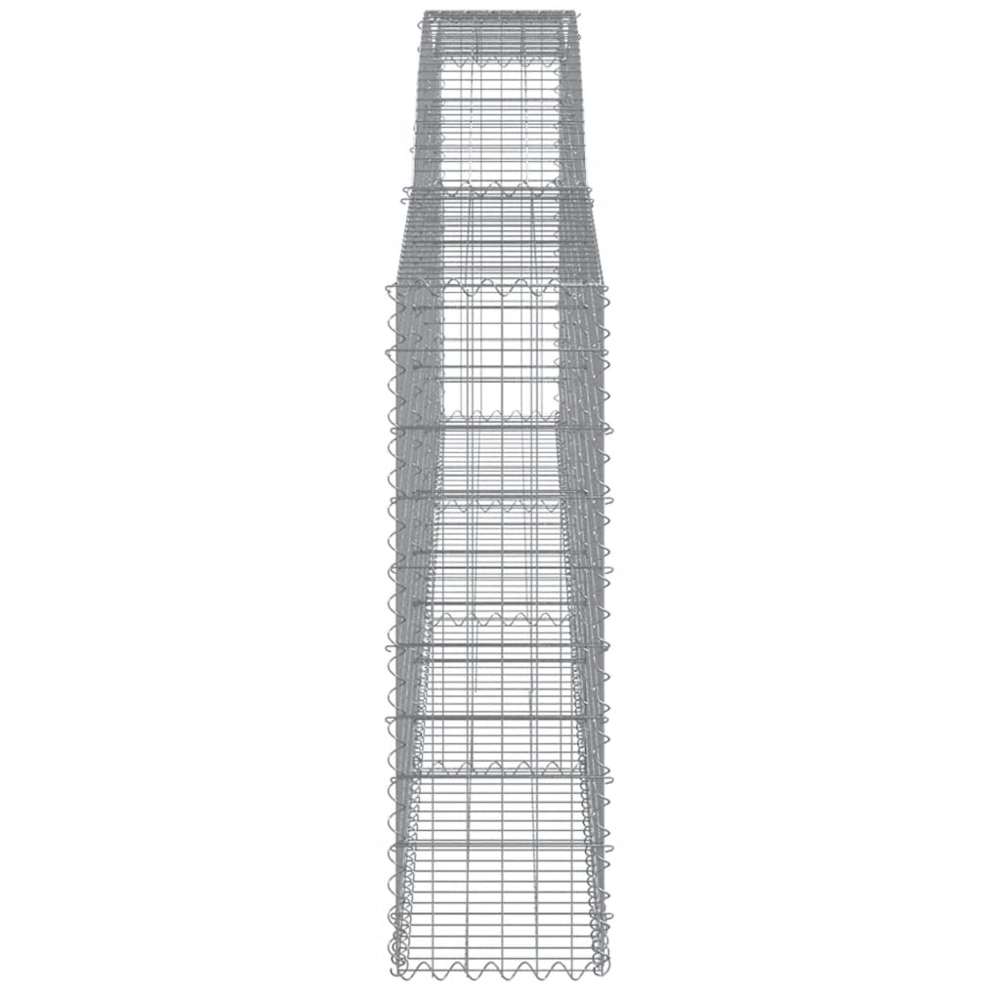 vidaXL Silver Galvanised Iron Arched Gabion Basket 400 x 30 x 100/120cm 9 Pack Image 3