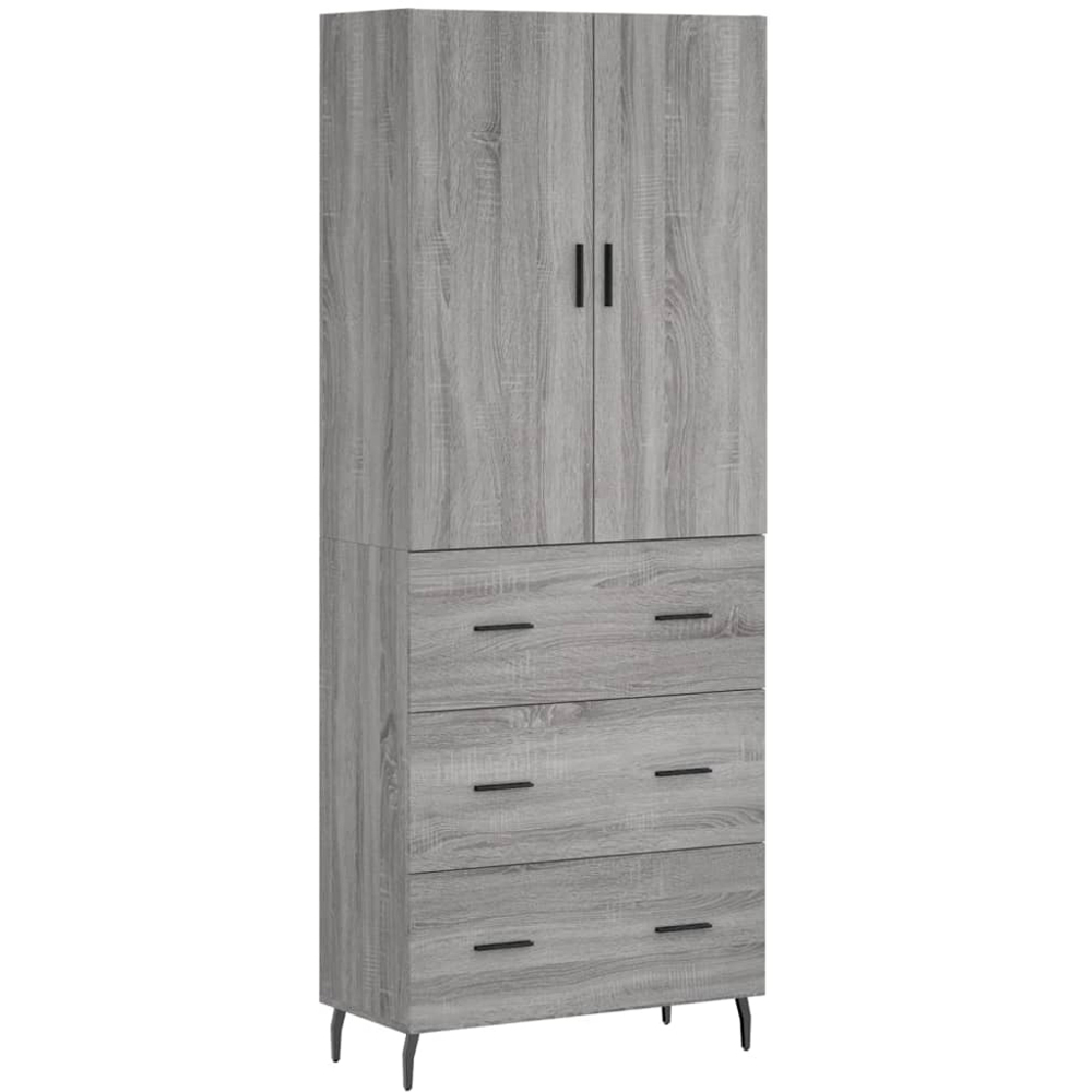 vidaXL 2 Door 3 Drawer Grey Sonoma Highboard Image 2