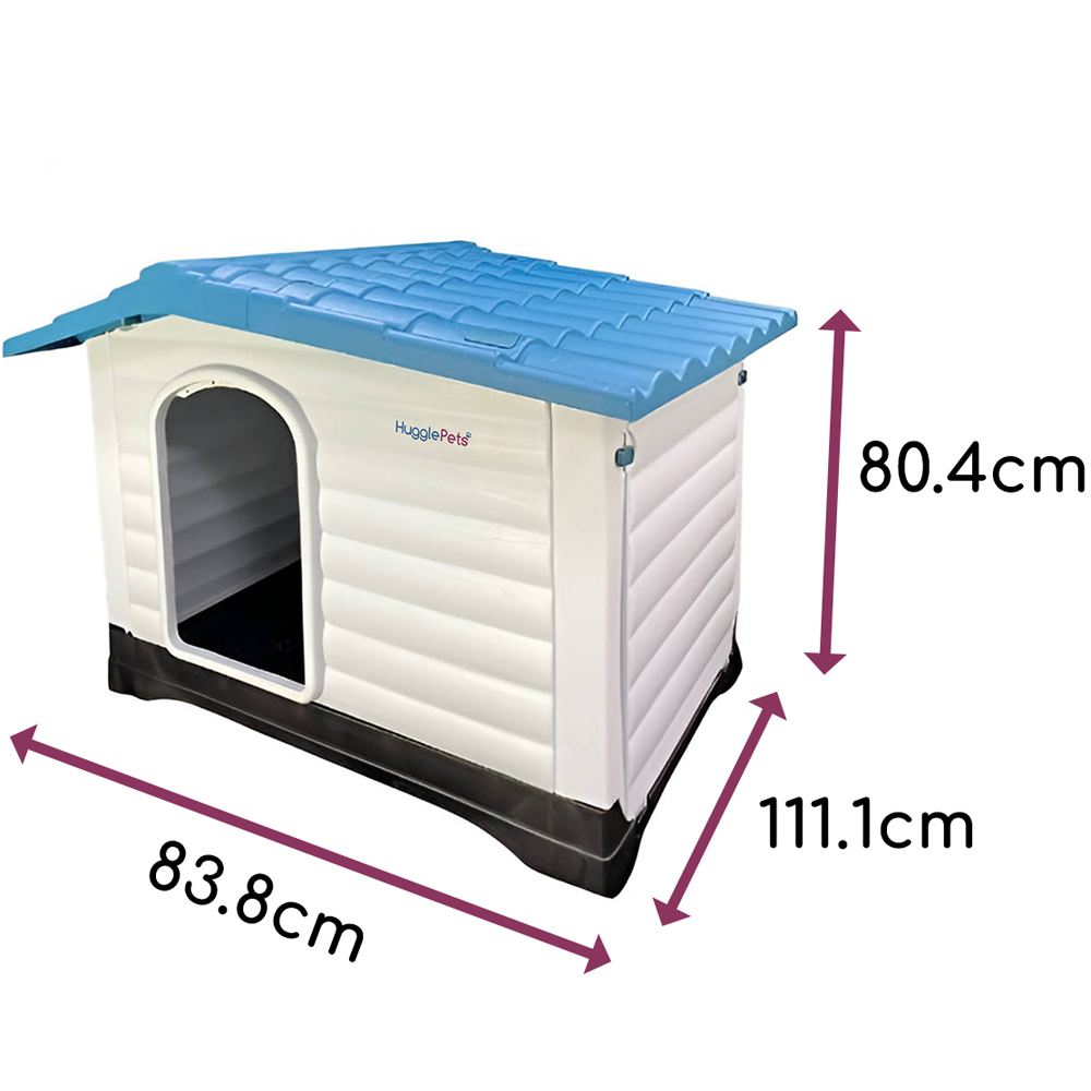 HugglePets Blue Plastic Premium XL Raised Base Roof Dog Kennel Image 5