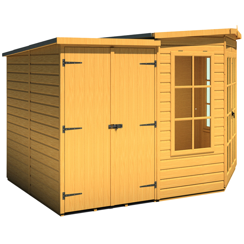 Shire Hampton 7 x 11ft Double Door Traditional Summerhouse with Side Shed Image 1