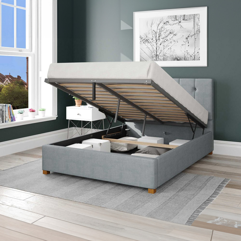 Aspire Hepburn Single Sky Malham Weave Ottoman Bed Image 2