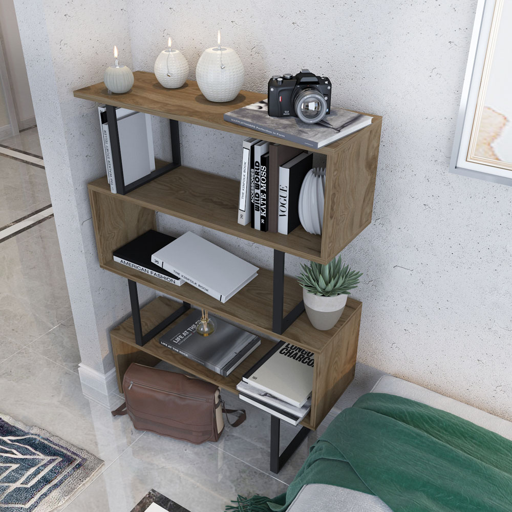 Decorotika Adriana 4 Tier Black and Oud Bookcase Image 3