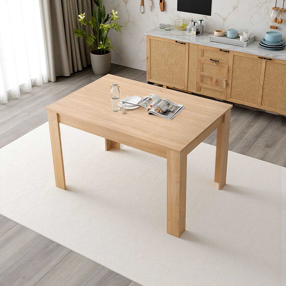 Living and Home 4 Seater Rectangular Dining Table Natural Wood Effect Image 7