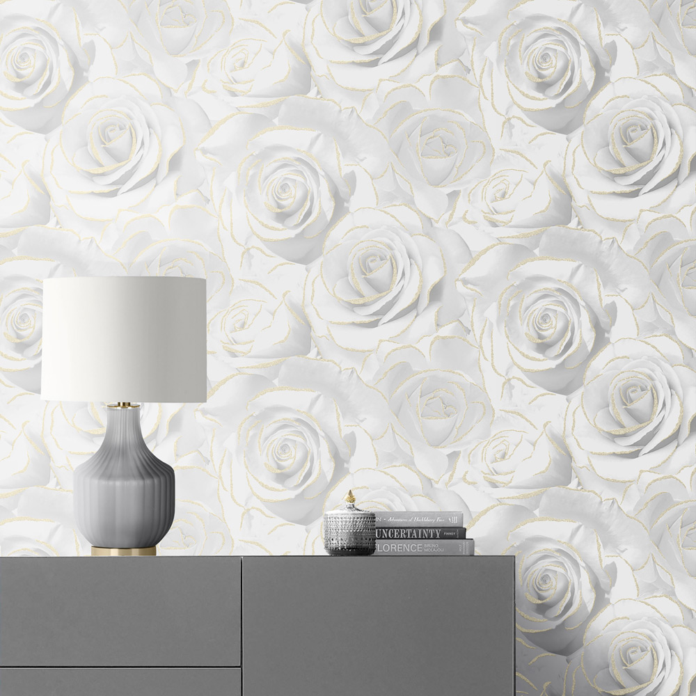 Muriva Madison Glitter White Wallpaper Image 3
