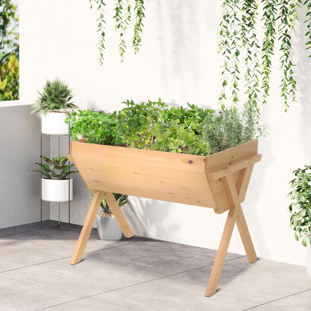 Outsunny Wooden Raised Planter Bed Stand 80 x 70 x 100cm Image 2
