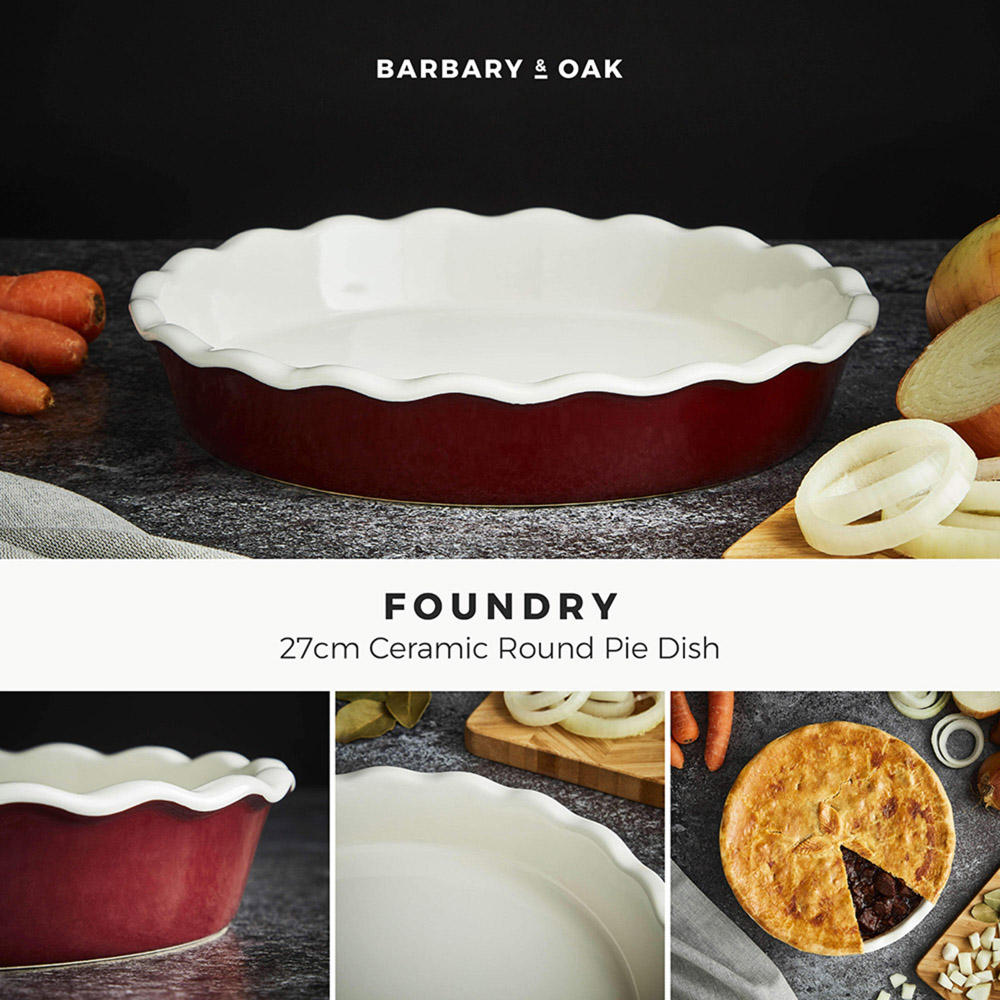 Barbary and Oak 27cm Bordeaux Red Ceramic Pie Dish Image 2